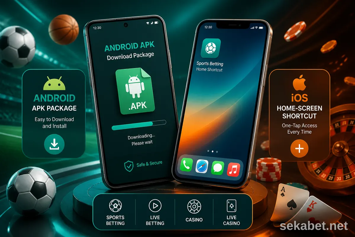 Sekabet Android APK ve iOS ana ekran kısayolu